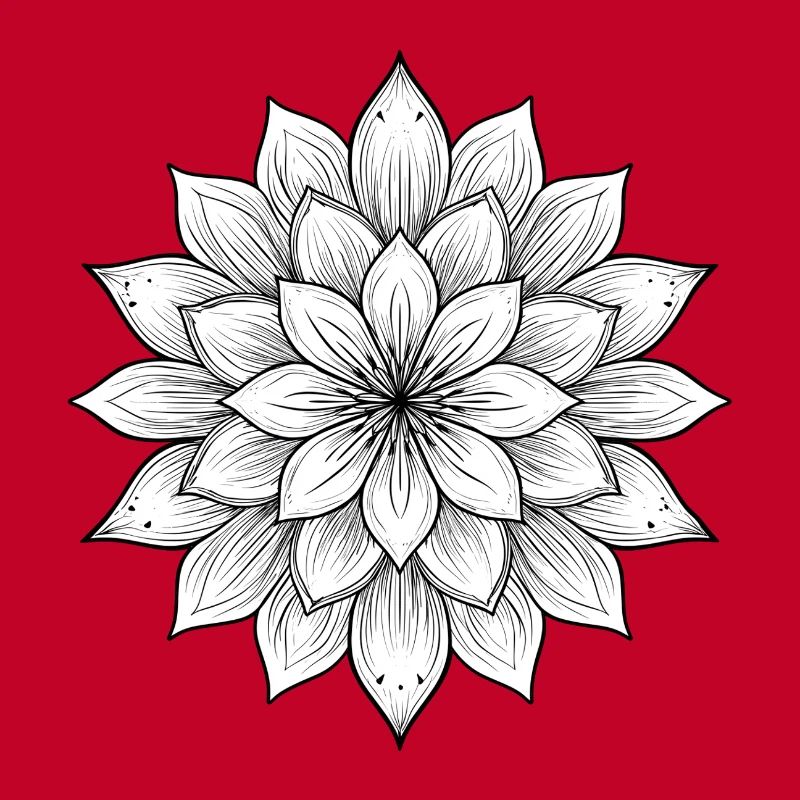 Blumenmandala mit feinen Blütenblättern, Ruhe und Harmonie