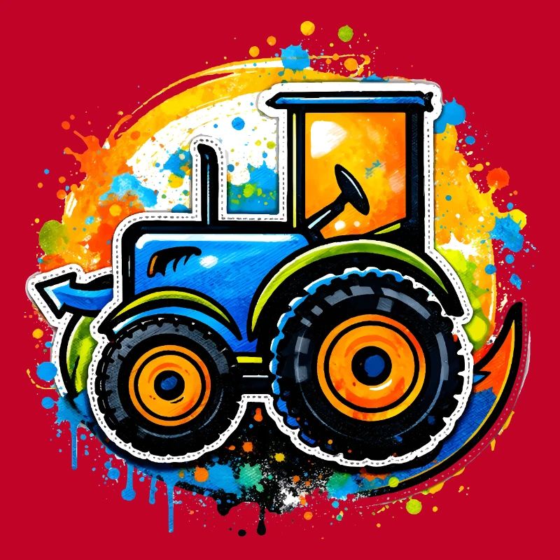 Bunter Traktor im Graffiti-Stil  