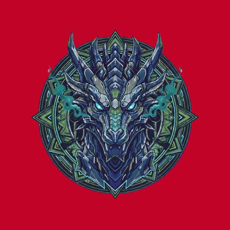 Blaugrünes Drachen - Mandala