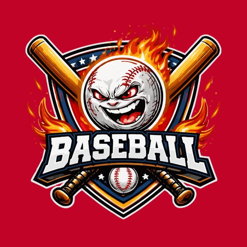 Flaming baseball mascot