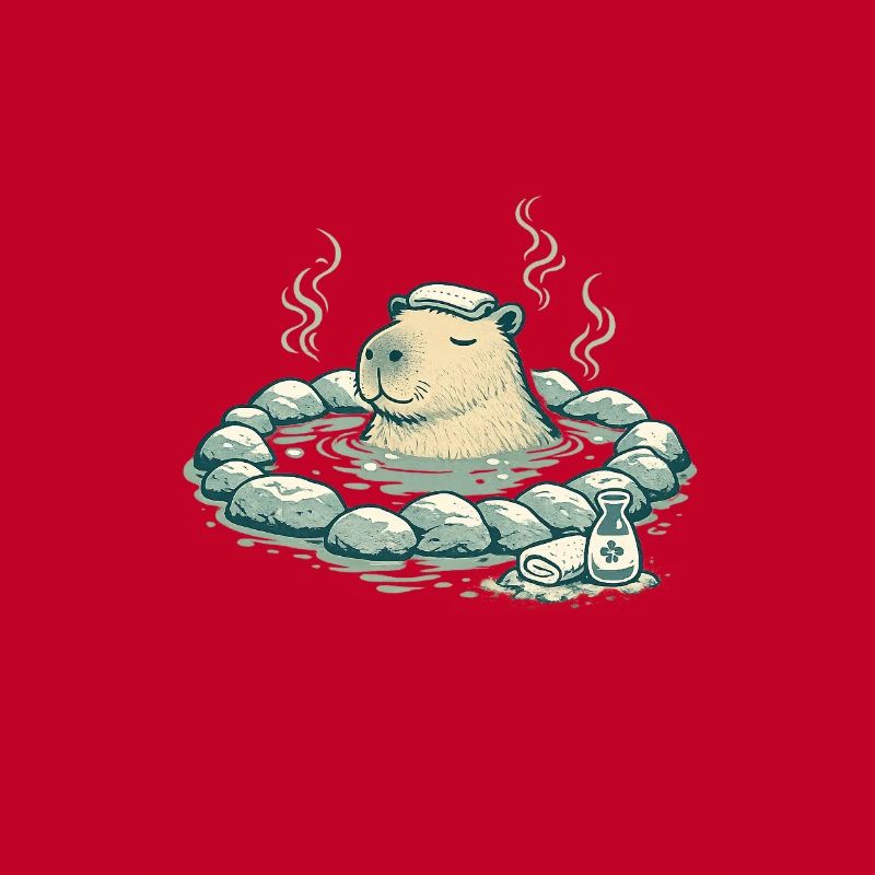 Capybara in the spring bath