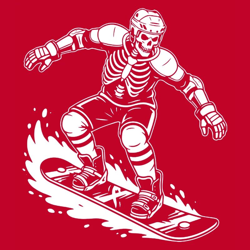 Skeleton on Snowboard Wave Rider