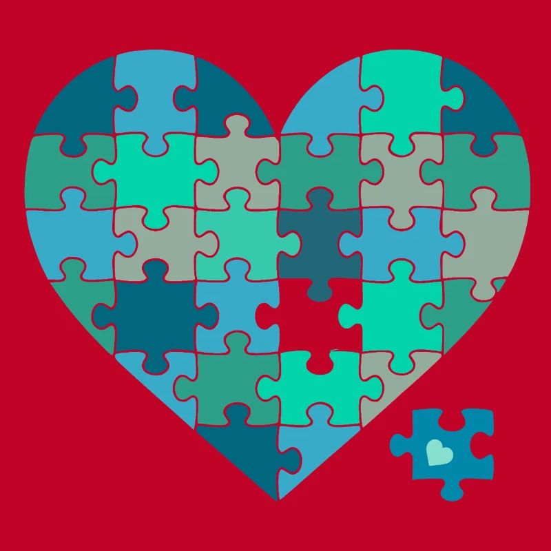 Puzzleherz Blaugrün