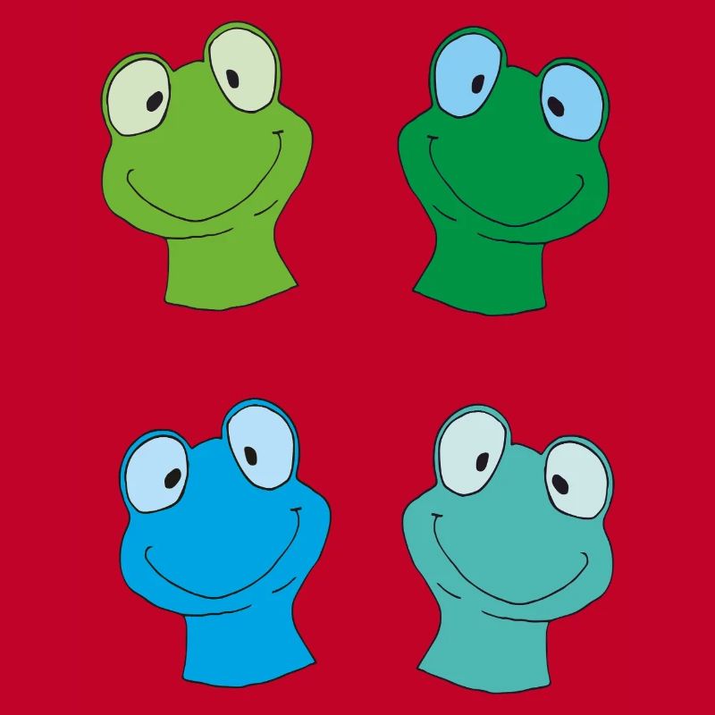 Colorful frog faces