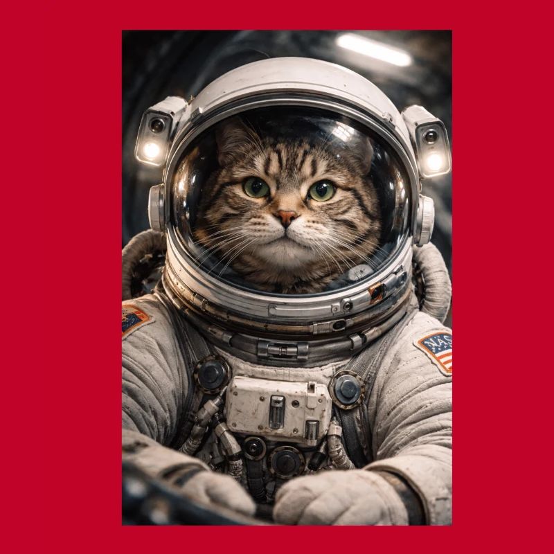 Chat de l’espace en costume d’astronaute