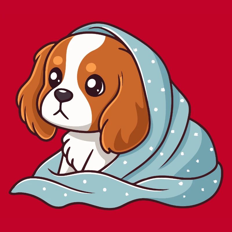 Beagle wrapped up in blue