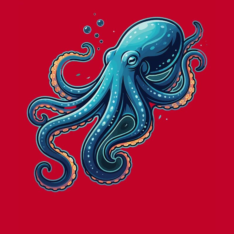 Mer d’illustration de pieuvre mignonne
