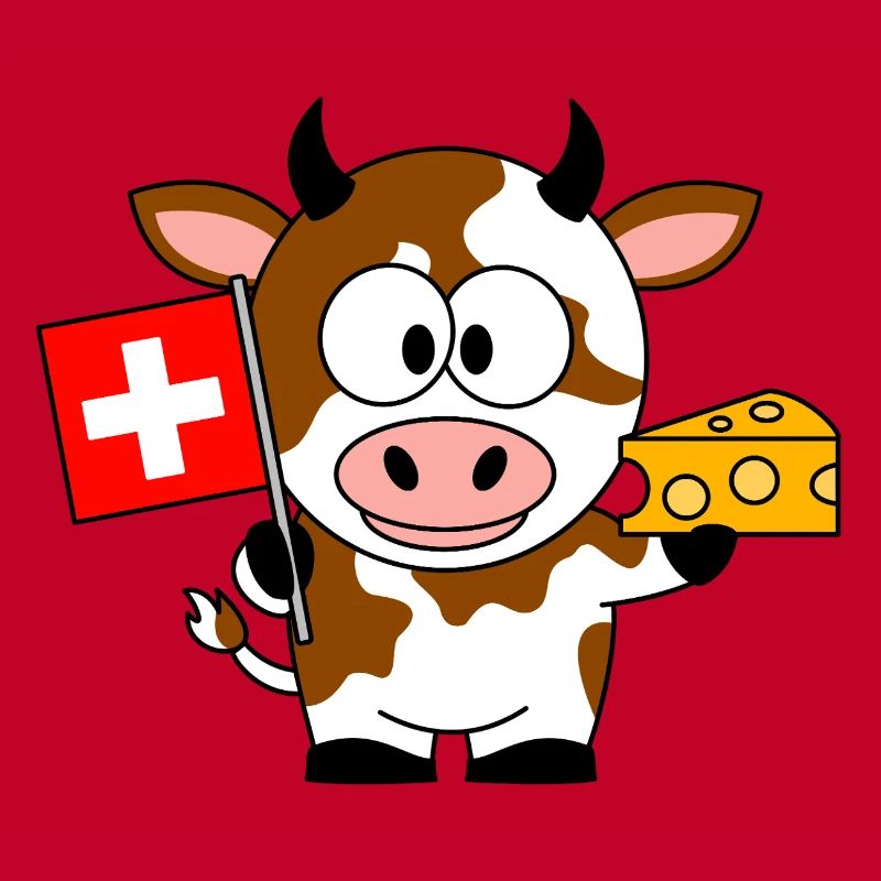 Kuh mit Schweizer Flagge Käse
