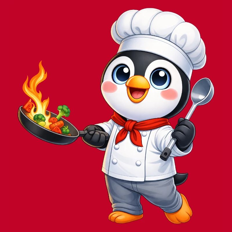 Cuisine animée de dessins animés Chef pingouin mignon