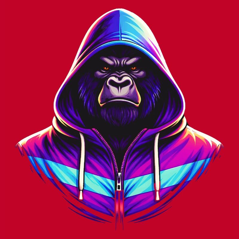 Neon Gorilla 80s Retro Style