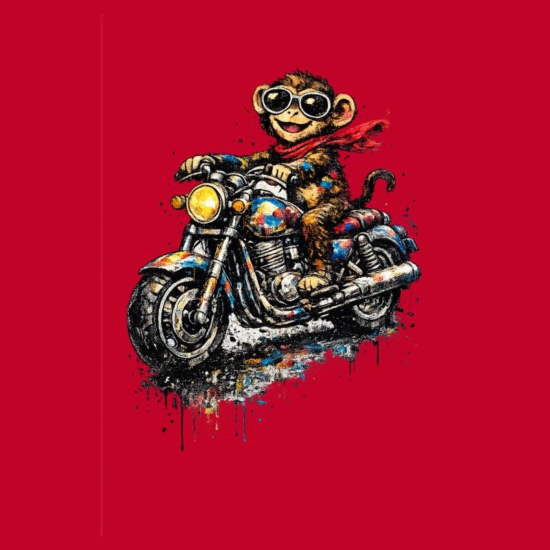 Monkey on motorcycle color explosion