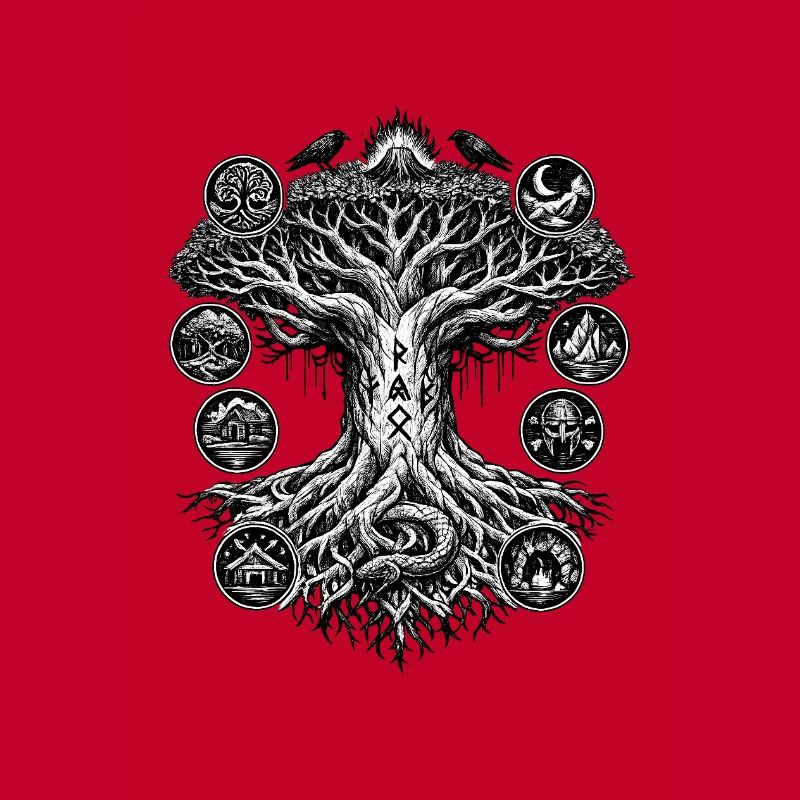 Yggdrasil-Lebensbaum-Wikinger-Design