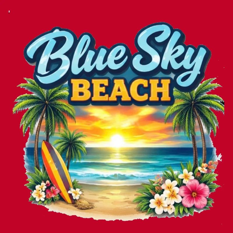 Coucher de soleil sur la plage du ciel bleu