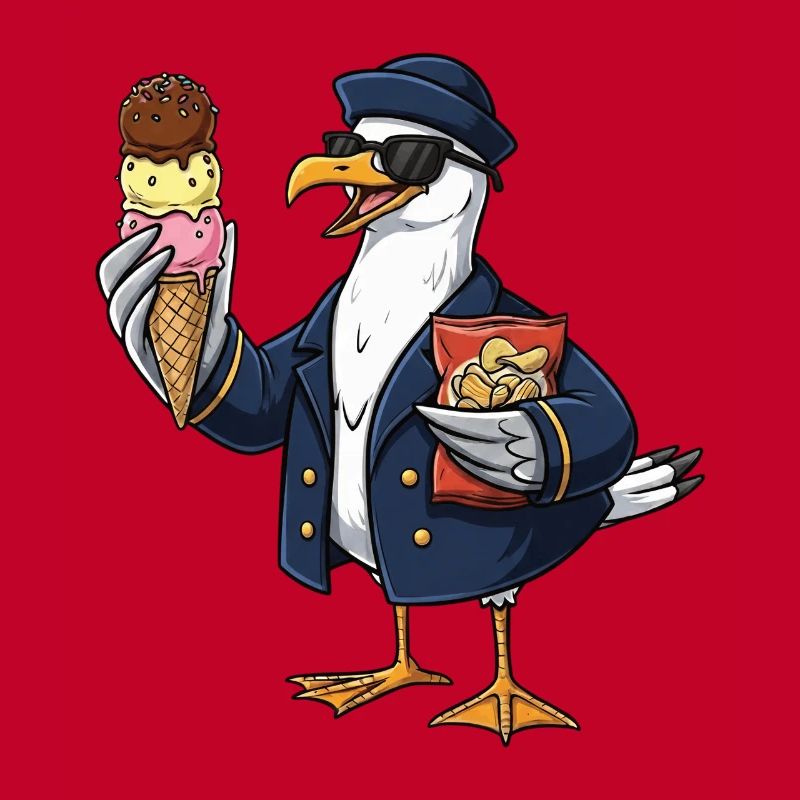 Capitaine mouette cool avec glace et chips
