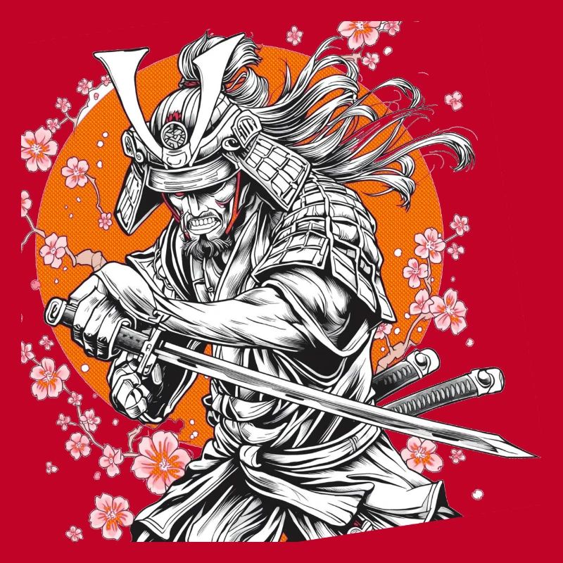 Samouraï avec Sakura et Orange Circle