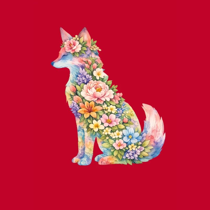 Fox Silhouette Flowers