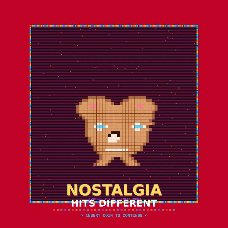 Nostalgie Pixelbär: RetroGlanz Design