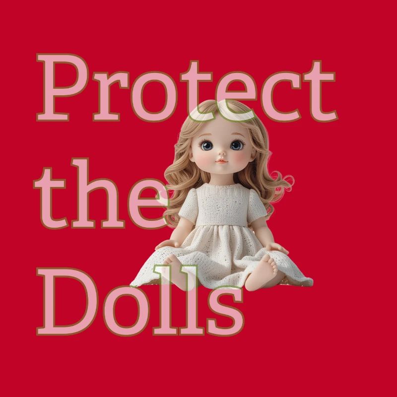 Cute Doll Looking Up – Minimal Design