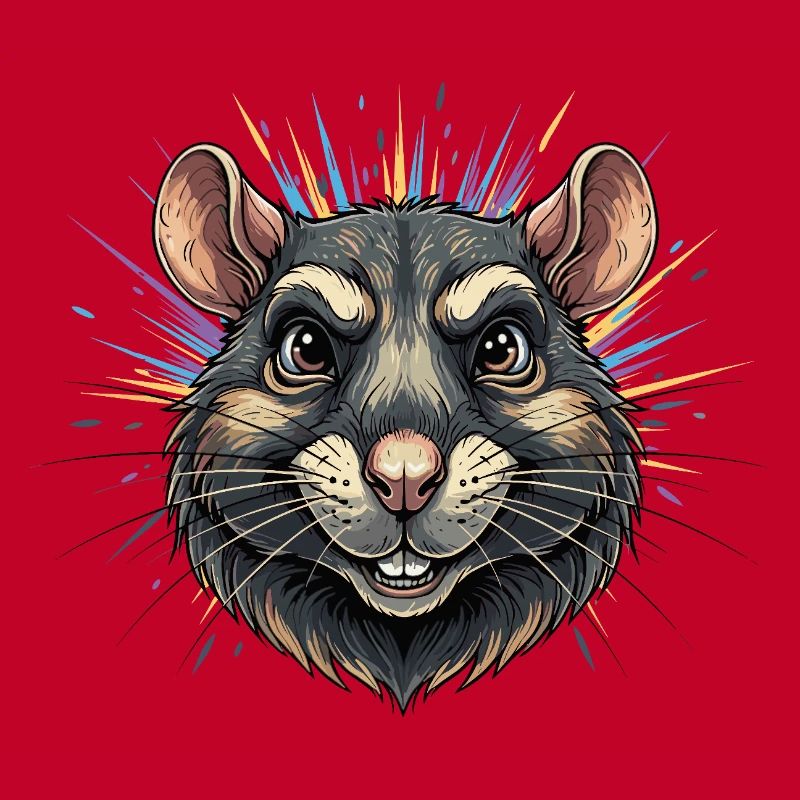 Tête de rat colorée avec éruption colorée