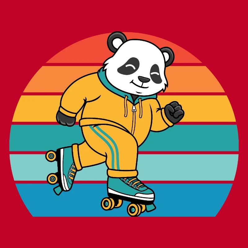 Retro Panda on Roller Skates