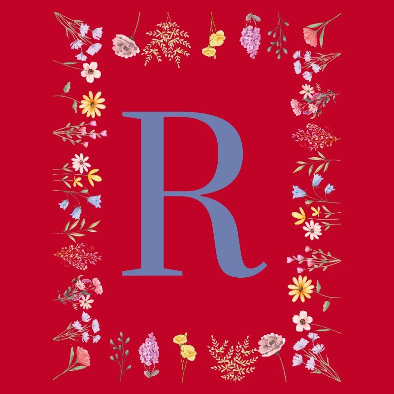Floral Initials "R", Letters Monogram