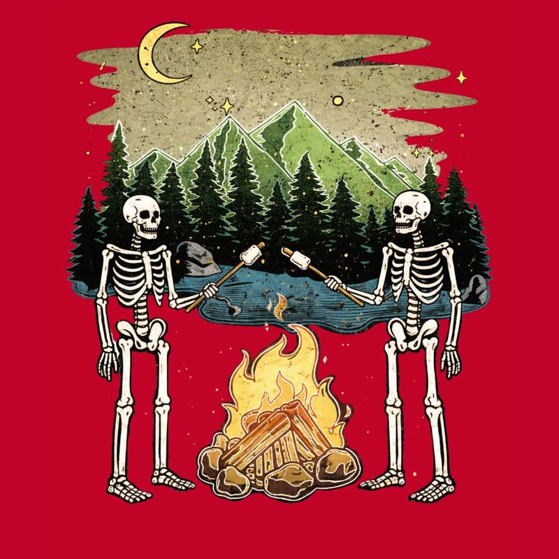 Skeleton Campfire Night Marshmallow Camping Camp