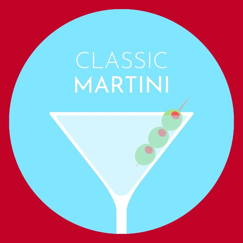 Classic Martini Cocktail - Flat Colour Design