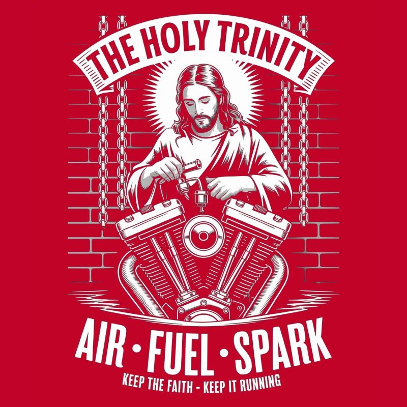 Holy Trinity Motorcycle Engine Art