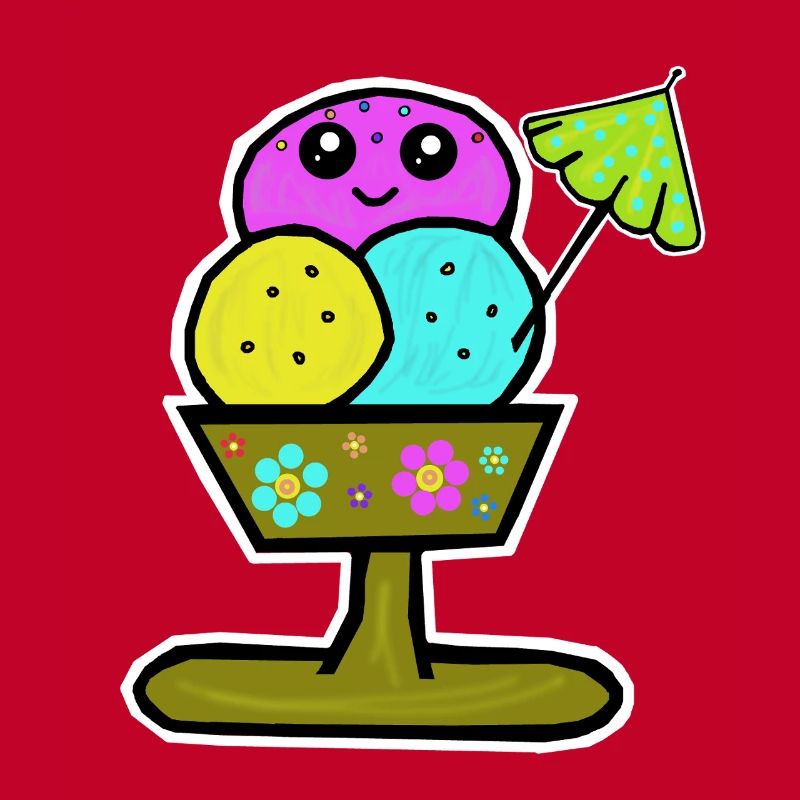 Glace colorée Sundae Glace Glace Glace