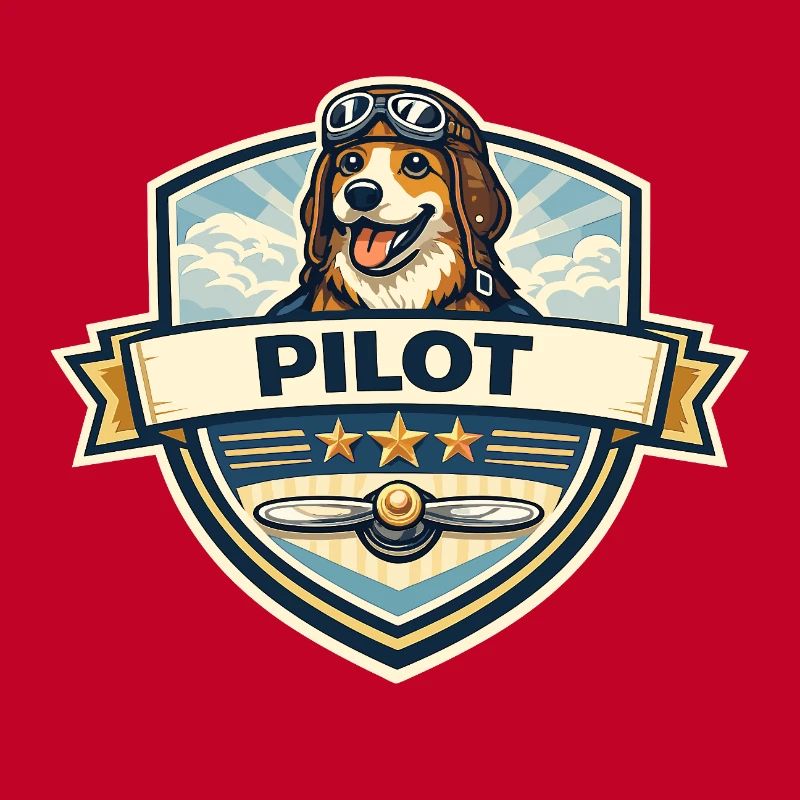 Hundepilot Abzeichen Cartoon