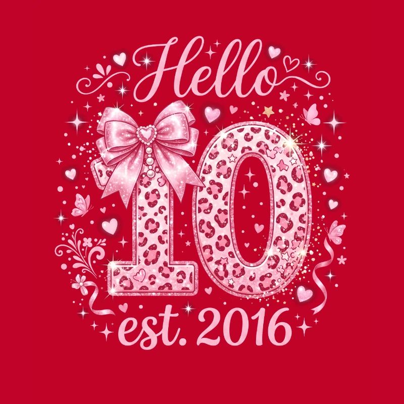 Hello 10th Birthday Leopard Pink