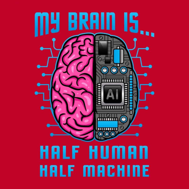 Half Human Half Machine Brain AI Graphic