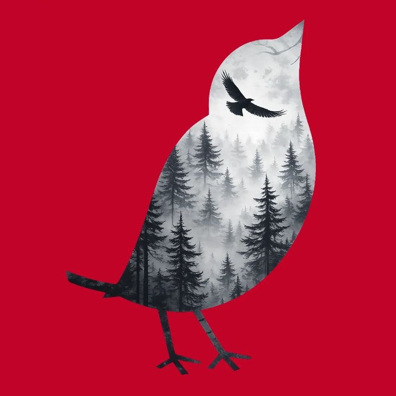 Oiseau dans la brume de la forêt