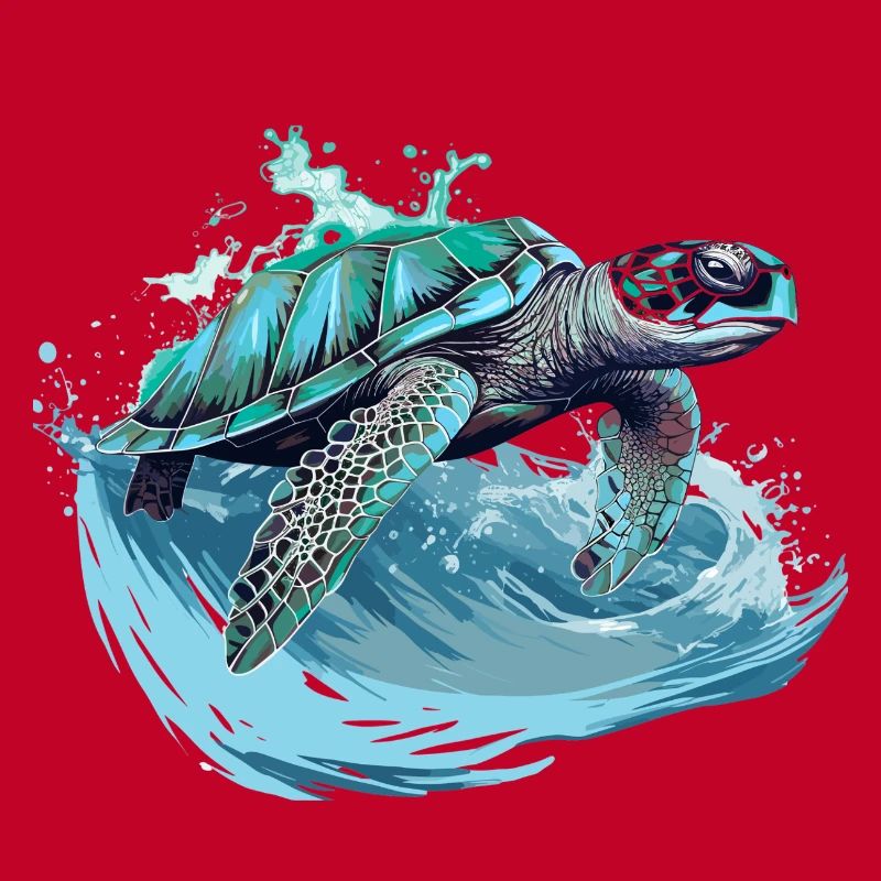 Neon Sea Turtle Wave Dance