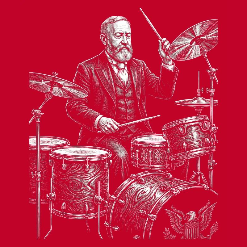 Benjamin Harrison spielt Schlagzeug
