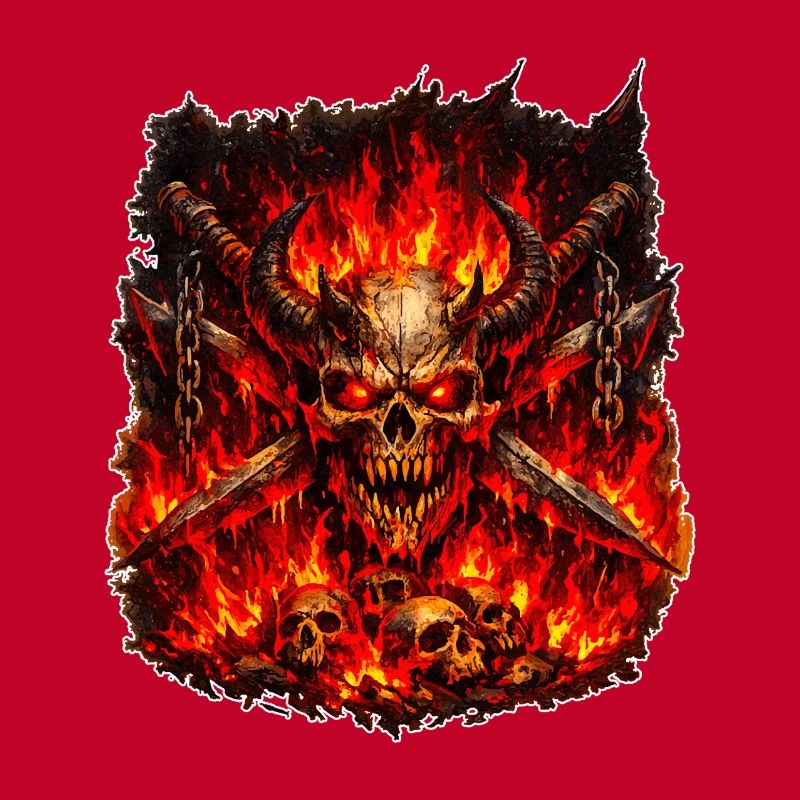 Crâne de Feu avec des Cornes
