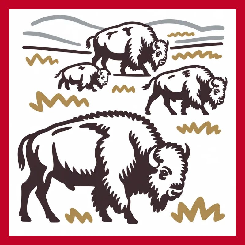 Troupeau de bisons sur la steppe