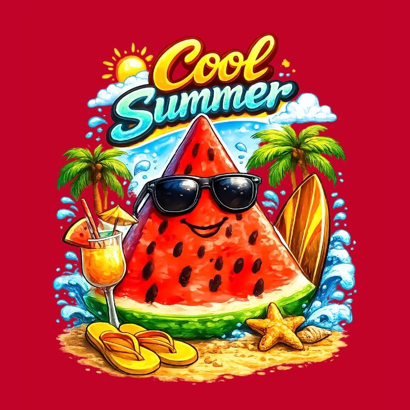 Illustration d’ambiances estivales de pastèque cool