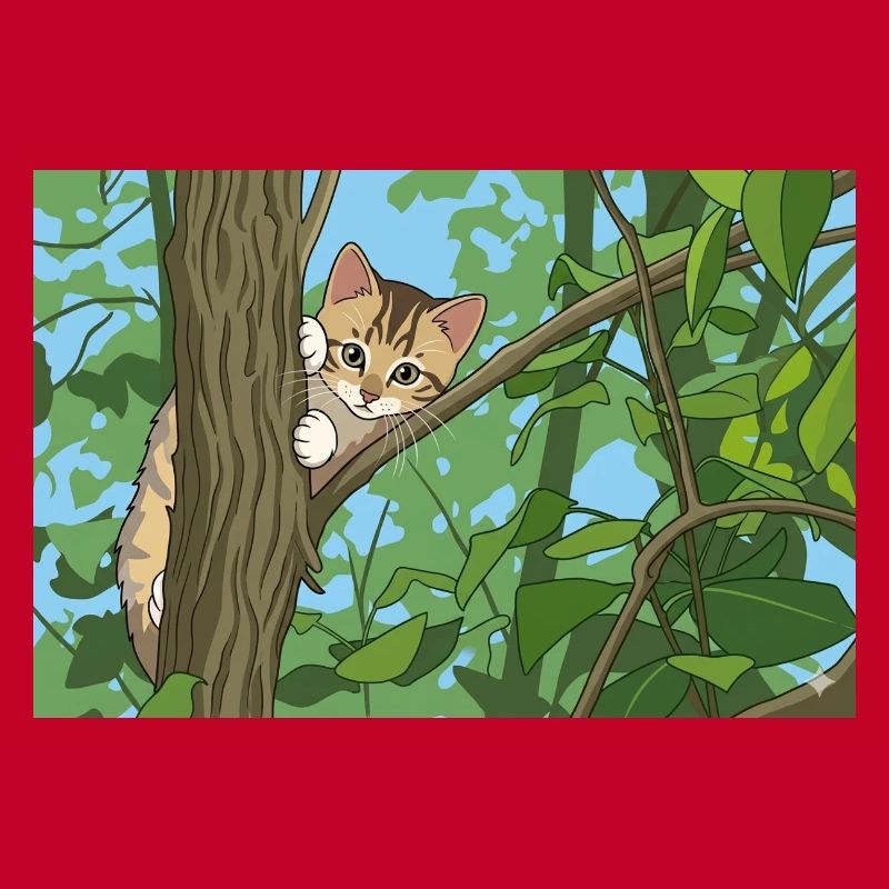 Cat exploring through the branches