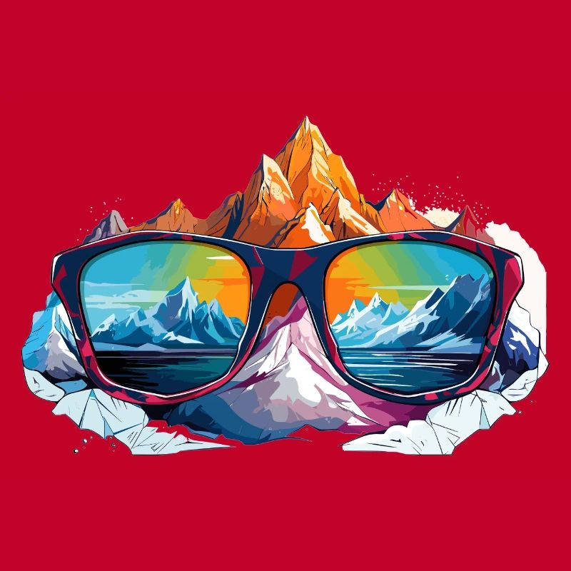 Mountain panorama in sunglasses