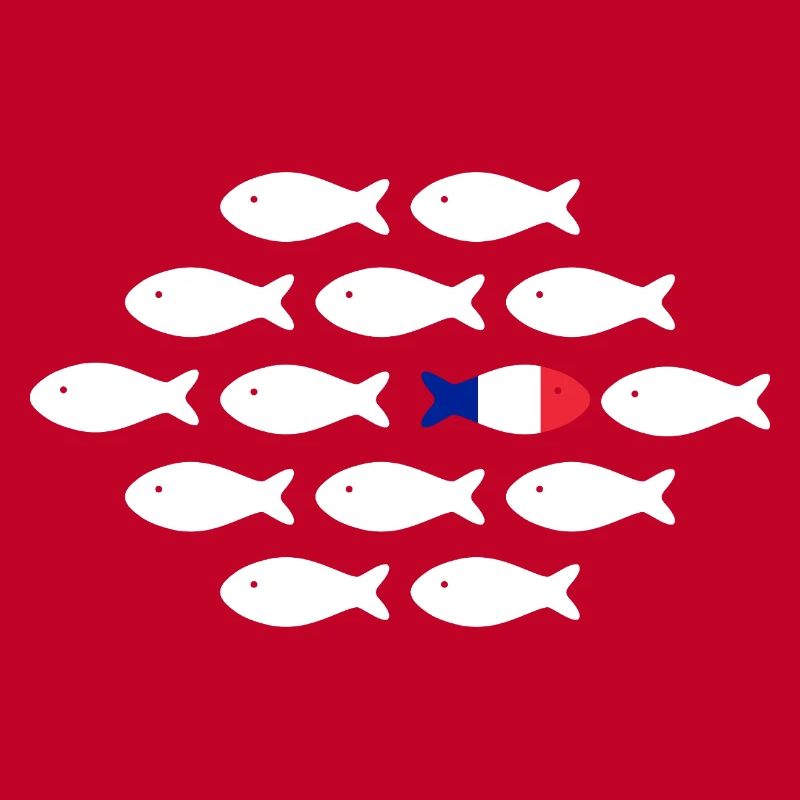 Fish in rows with tricolor fish