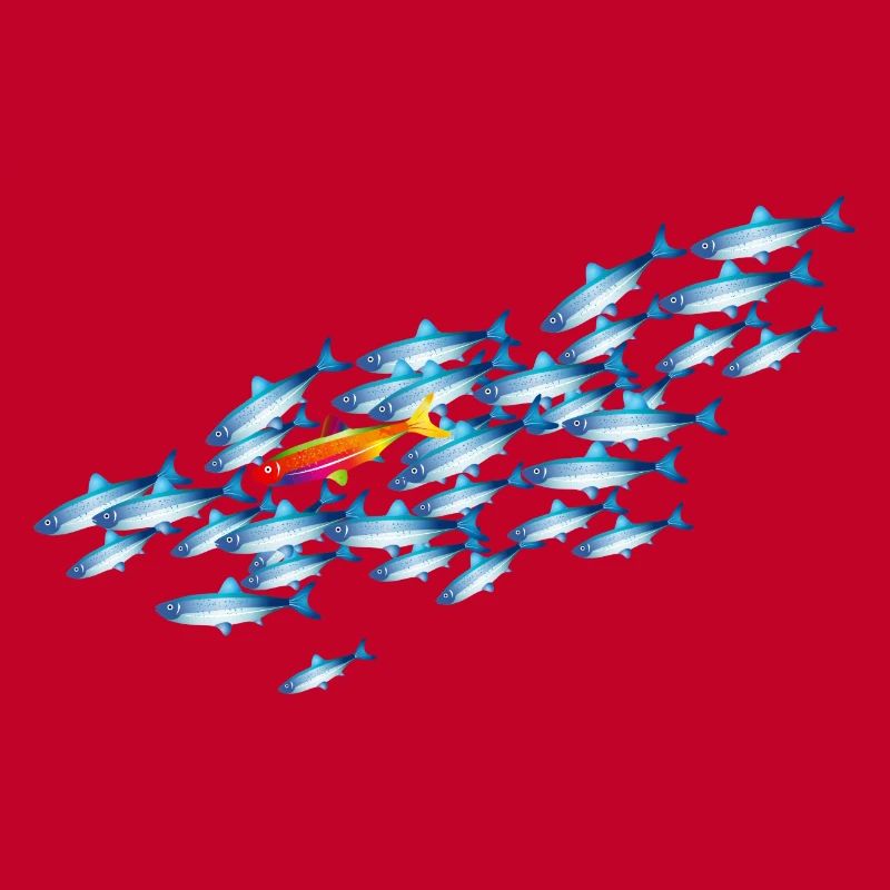 le poisson coloré dans l’essaim de poisson