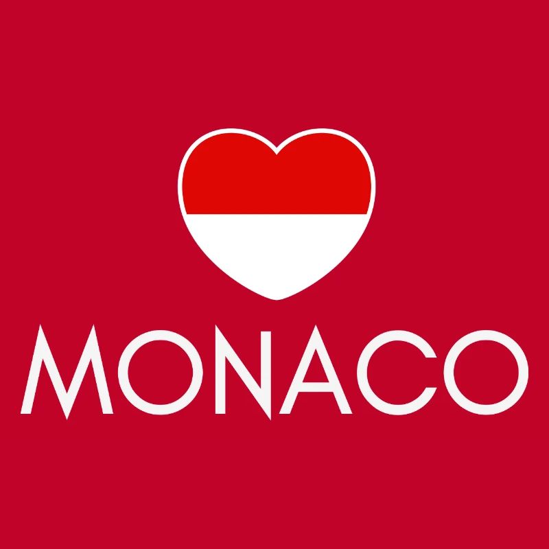 Cœur avec le drapeau de Monaco, j’adore Monaco