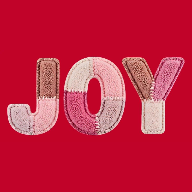 Joy Patchwork Pink Fabric Lettering Handmade