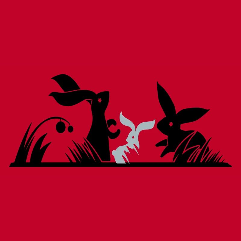 three rabbits in a meadow