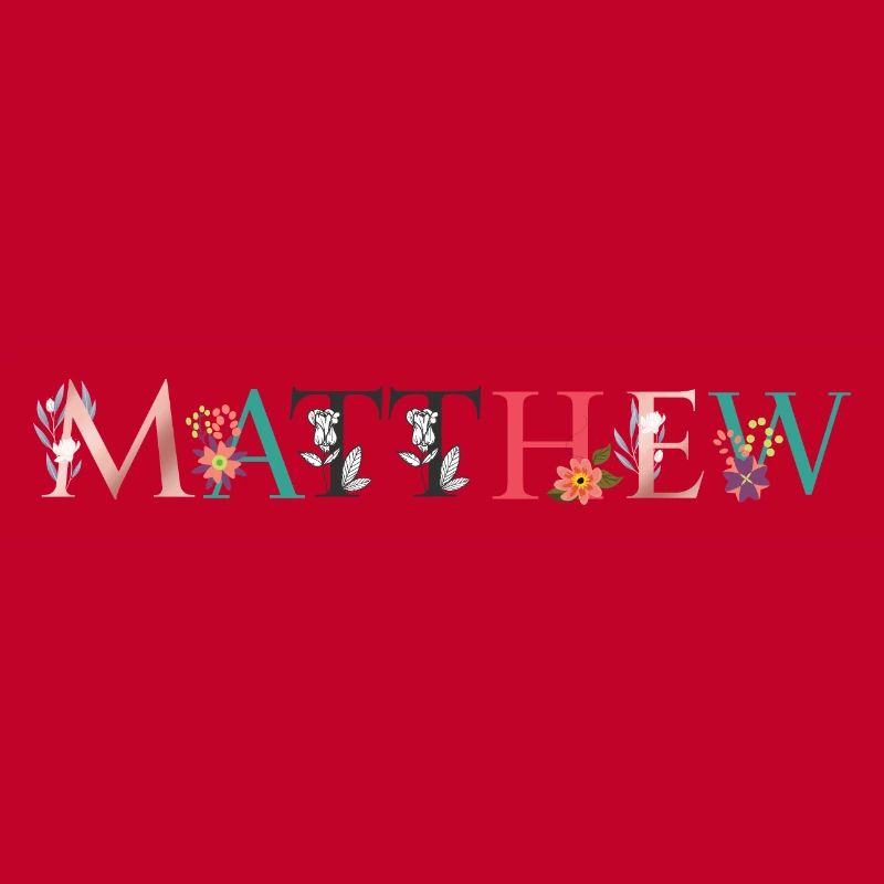 MATTHEW Name Art avec des fleurs brodées