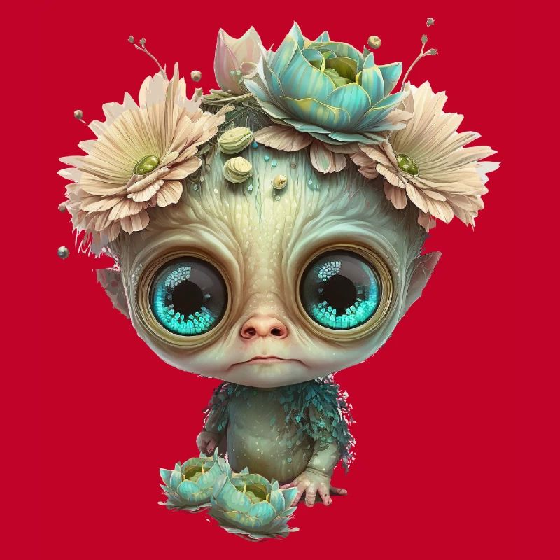 Mignon extraterrestre avec des fleurs