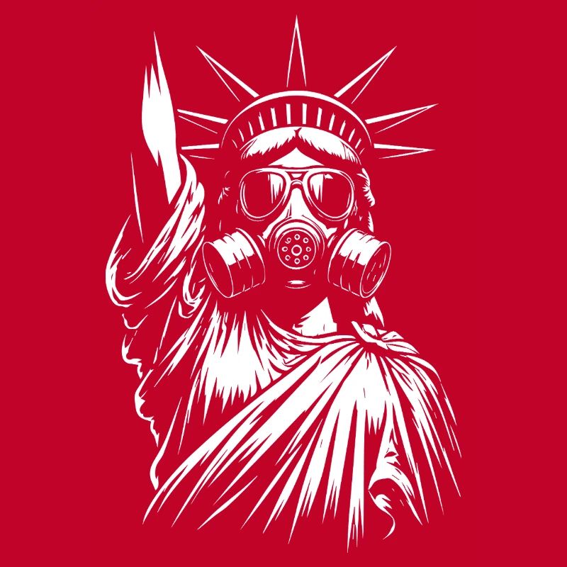 Freiheitsstatue mit Gasmasken-Design