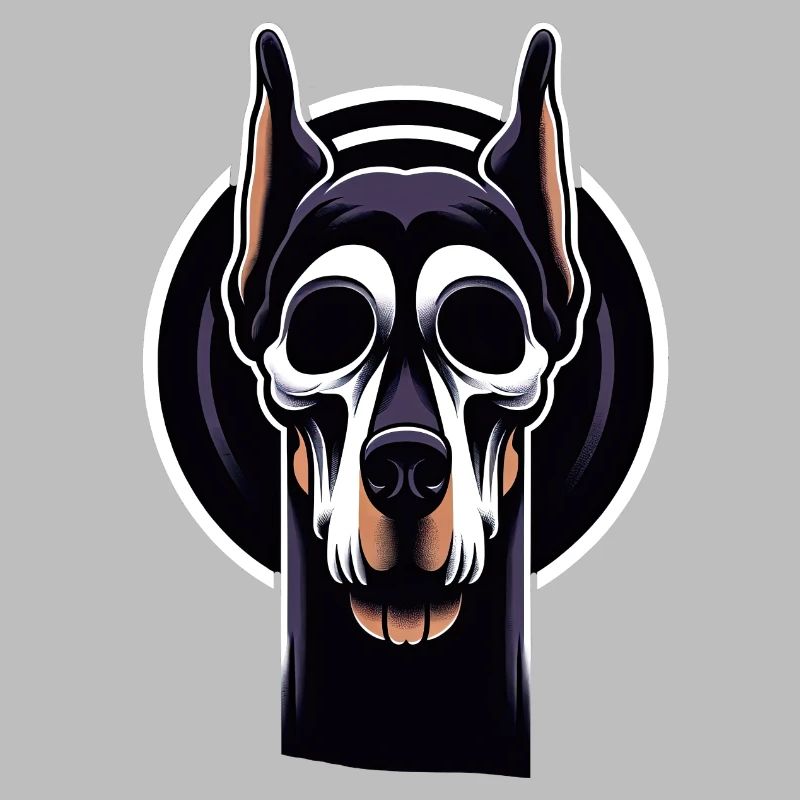 Neon Doberman Skull Edge