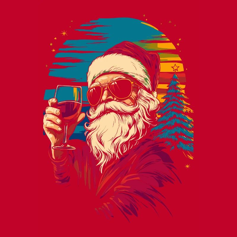 Cooler Weihnachtsmann mit Weinglas
